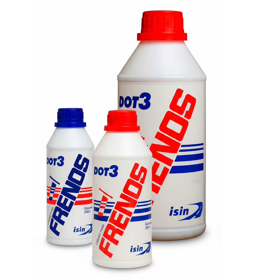 Botellas de líquidos de frenos DOT-3 y DOT-4